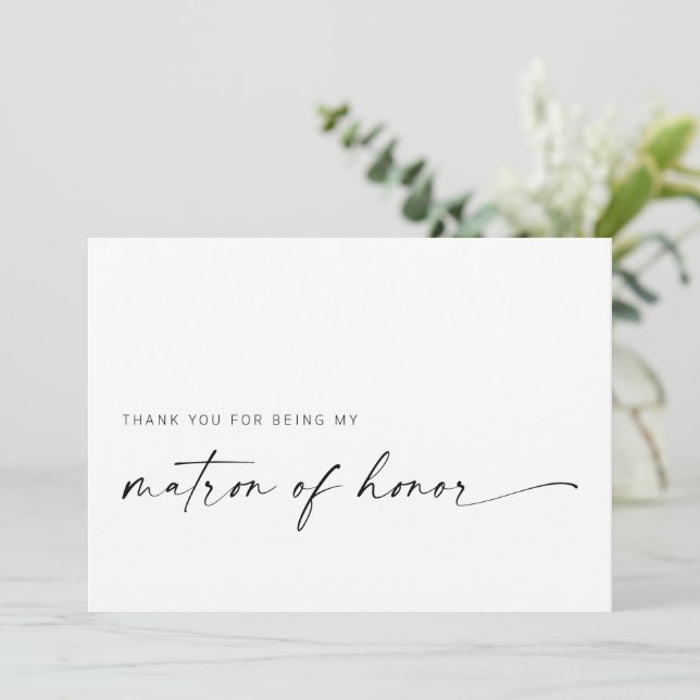 Matron of Honor Thank You Card | Modern Minimalist (Standing Front)