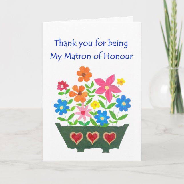 Matron of Honor Thank You Greeting Card (Front)