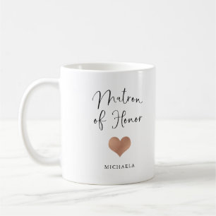 Matron of Honor Trendy Script and Heart Coffee Mug