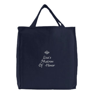 Matron Of Honor Wedding Navy Embroidered Bag