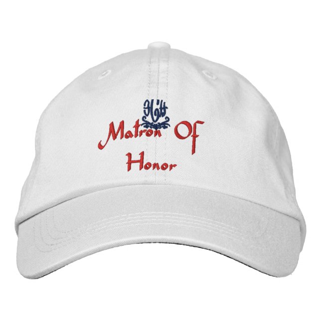 Matron Of Honor Wedding White Embroidered Baseball Cap (Front)