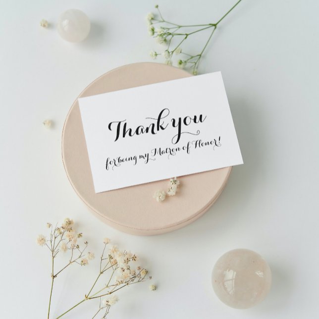 Matron of Honor White Wedding Thank You Foil Card (In Situ Wedding)