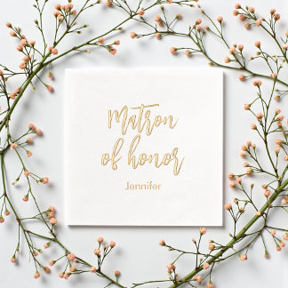 Matron of Honor Yellow White Gold Wedding Foil Napkins
