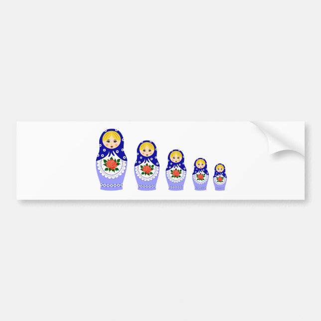 Matryoschka dolls blue bumper sticker (Front)
