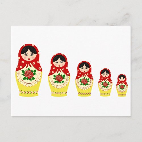 Matryoschka dolls red postcard