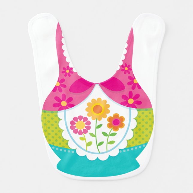 Matryoshka Bib - Pink and Teal (Front)