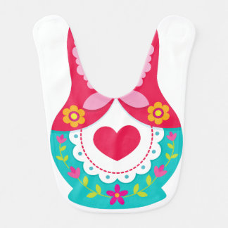 Matryoshka Bib - Red, White and Teal