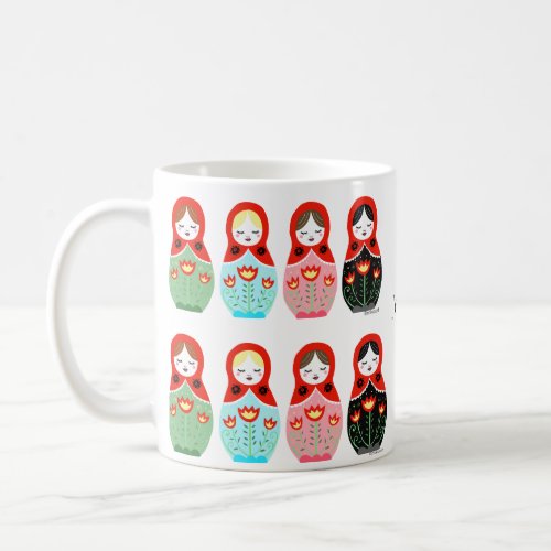 Matryoshka cute Russian Nesting Dolls Custom Name Coffee Mug