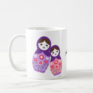 Matryoshka cute Russian nesting dolls Mom Daughter Coffee Mug