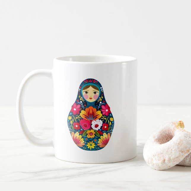 Matryoshka Doll Coffee Mug (With Donut)