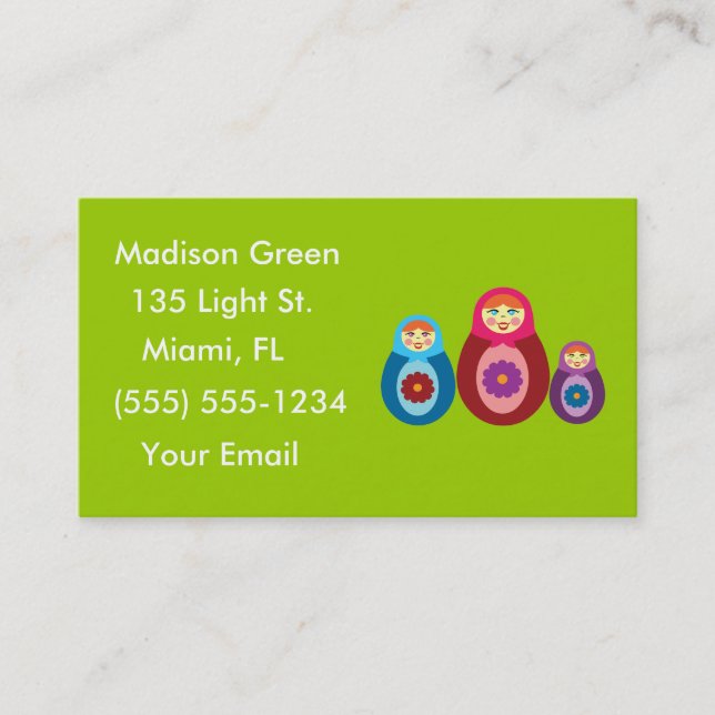 Matryoshka Doll Design Business Cards (Front)