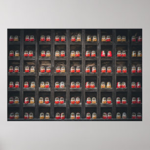 Matryoshka doll lot on shelf poster