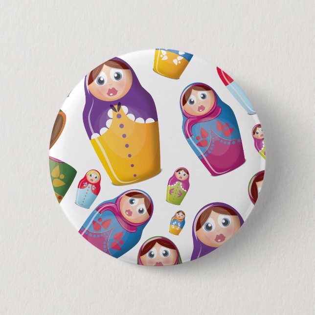 Matryoshka doll - Russian Nested Dolls Pattern Button (Front)