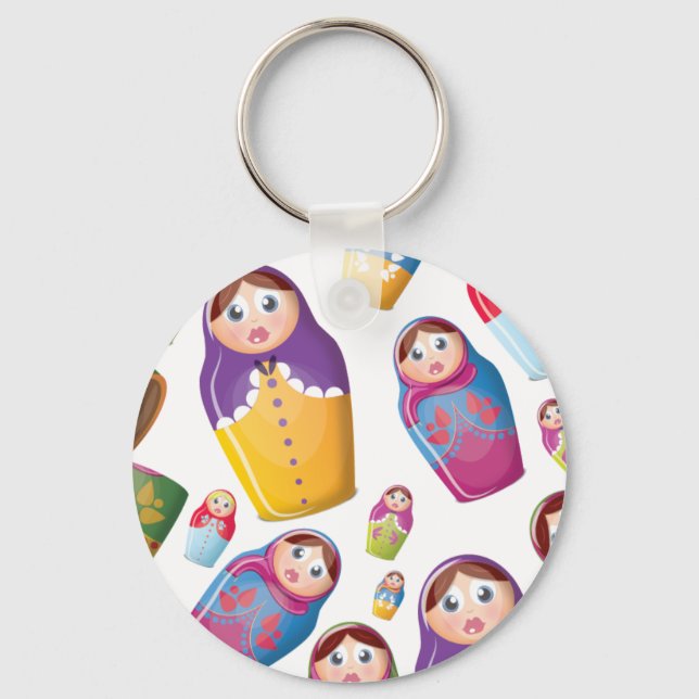 Matryoshka doll - Russian Nested Dolls Pattern Keychain (Front)