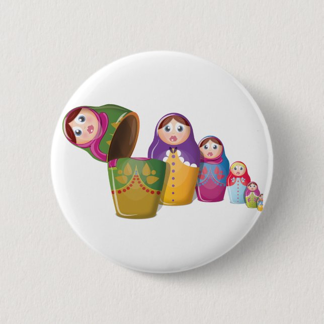 Matryoshka doll - Russian Nested Dolls Pattern Pinback Button (Front)