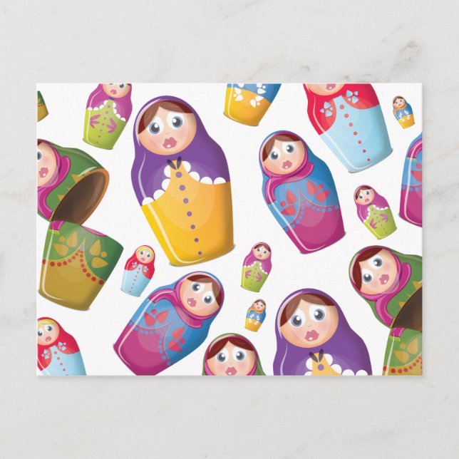 Matryoshka doll - Russian Nested Dolls Pattern Postcard (Front)