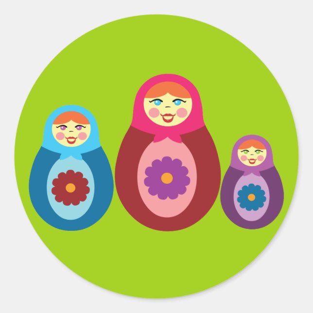 Matryoshka Dolls Classic Round Sticker (Front)