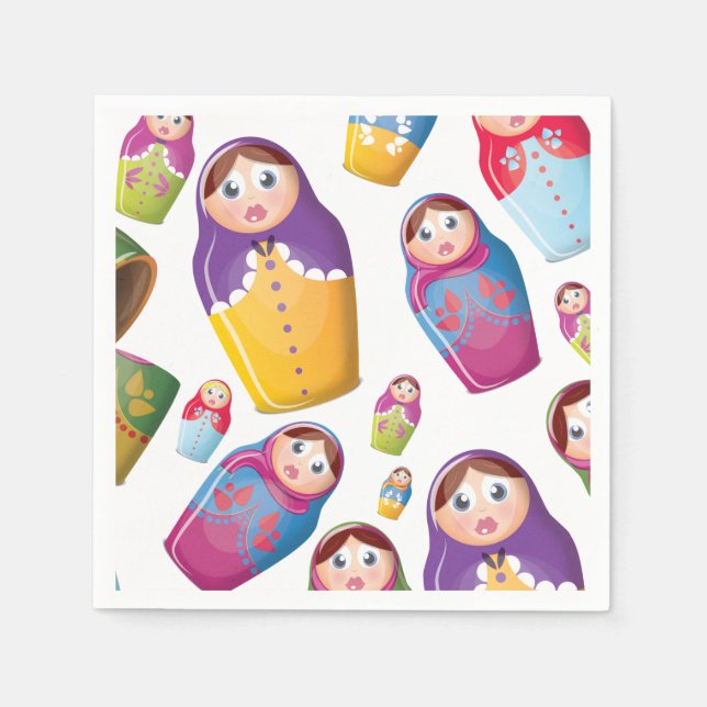 Matryoshka Dolls , Nesting Russian Dolls. Paper Napkins (Front)