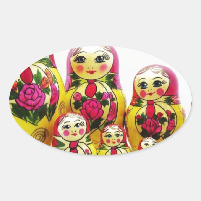 Matryoshka Dolls Oval Sticker (Front)