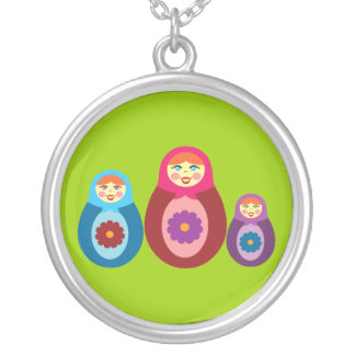 Matryoshka Dolls Silver Plated Necklace
