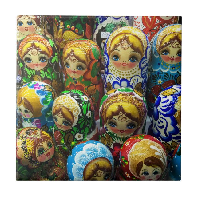Matryoshka Dolls Souvenir Kiosk Travel Photo Ceramic Tile (Front)