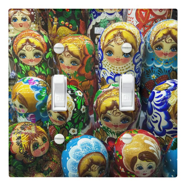 Matryoshka Dolls Souvenir Kiosk Travel Photo Light Switch Cover (In Situ)