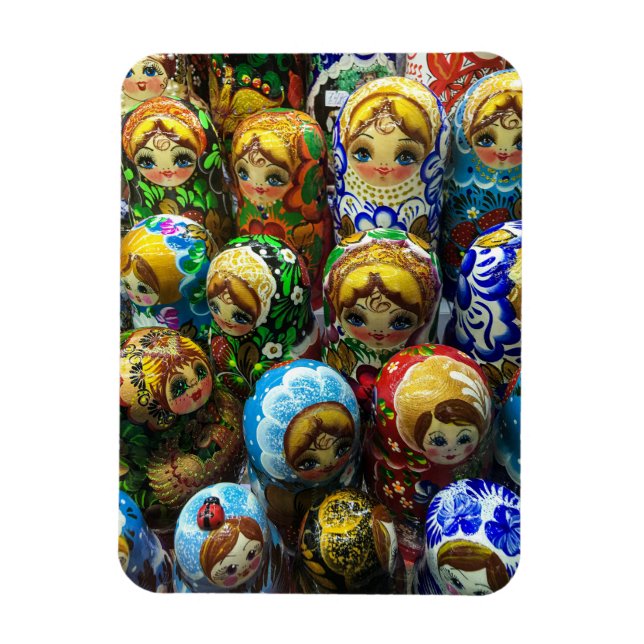 Matryoshka Dolls Souvenir Kiosk Travel Photo Magnet (Vertical)
