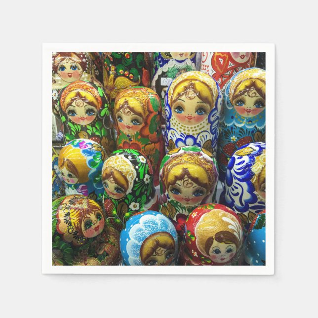 Matryoshka Dolls Souvenir Kiosk Travel Photo Napkins (Front)