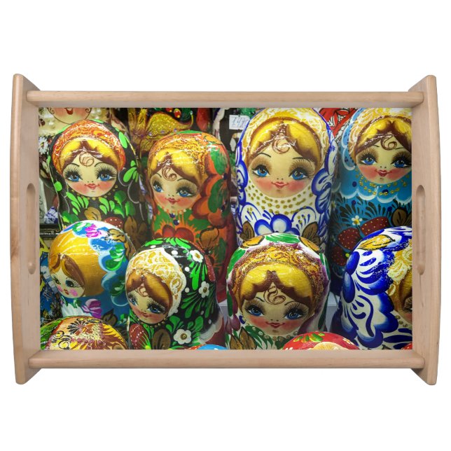 Matryoshka Dolls Souvenir Kiosk Travel Photo Serving Tray (Front)