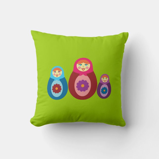 Matryoshka Dolls Throw Pillow (Front)