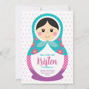 Matryoshka Invitation, Russian Doll birthday Invitation