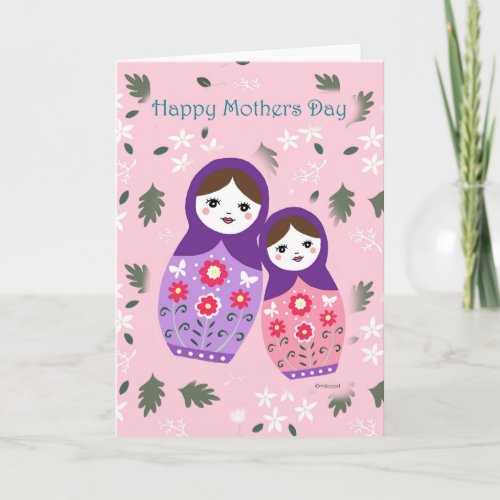 Matryoshka Mother and daughter Happy Mothers day   Card