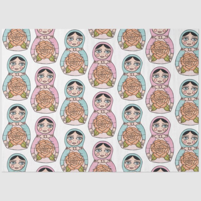 Matryoshka Nesting Doll Babushka Toy Soft Wrap Tissue Paper (Front)