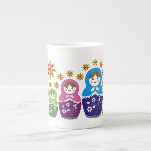 Matryoshka Russian dolls  sunflowers custom Bone China Mug