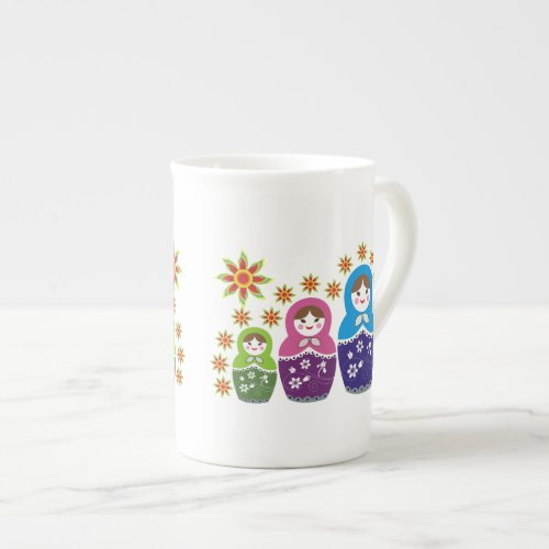 Matryoshka Russian dolls  sunflowers custom Bone China Mug