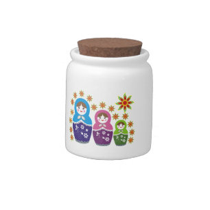 Matryoshka Russian dolls & sunflowers custom Candy Jar