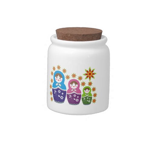 Matryoshka Russian dolls  sunflowers custom Candy Jar