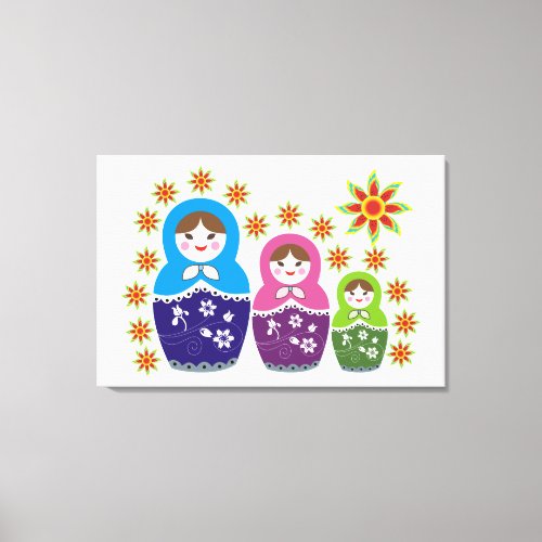 Matryoshka Russian dolls  sunflowers custom Canvas Print