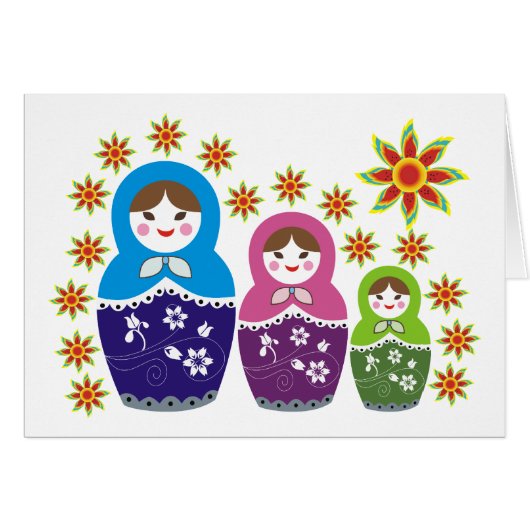 Matryoshka Russian dolls & sunflowers custom Cards (Front Horizontal)
