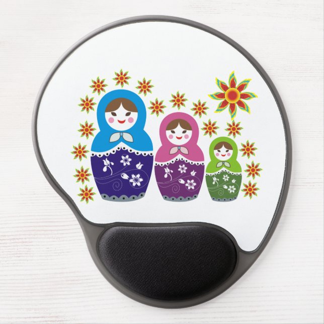 Matryoshka Russian dolls & sunflowers custom Gel Mouse Pad (Front)