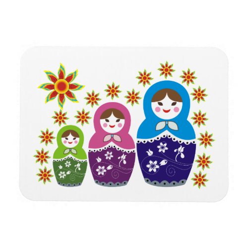 Matryoshka Russian dolls  sunflowers custom Magnet