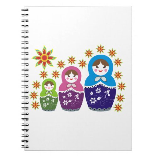 Matryoshka Russian dolls  sunflowers custom Notebook