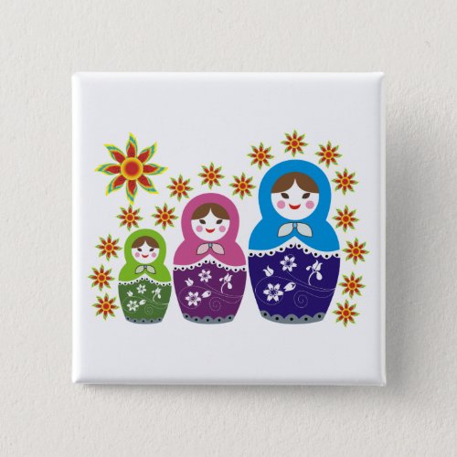 Matryoshka Russian dolls  sunflowers custom Pinback Button