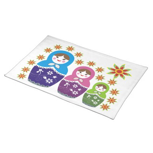 Matryoshka Russian dolls  sunflowers custom Placemat