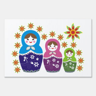Matryoshka Russian dolls & sunflowers custom Sign