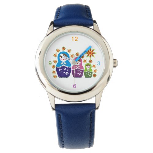 Matryoshka Russian dolls  sunflowers custom Watch