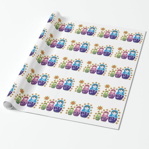 Matryoshka Russian dolls  sunflowers custom Wrapping Paper