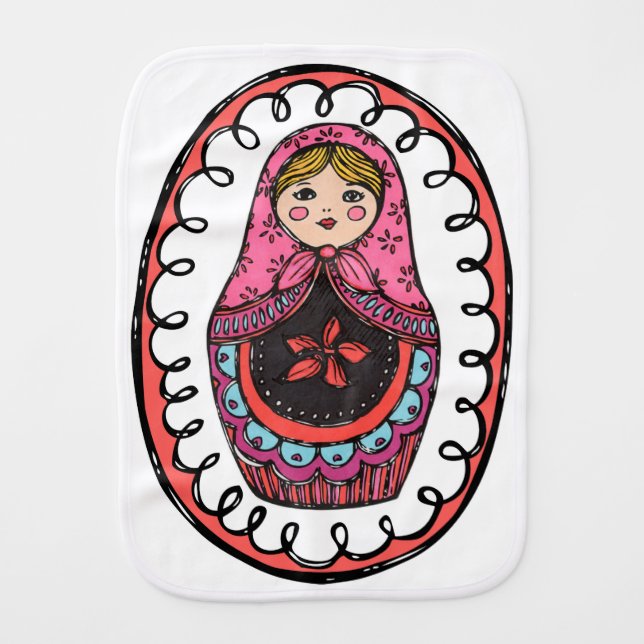 Matryoshka, Russian Nesting Doll Burb Cloth (Front)