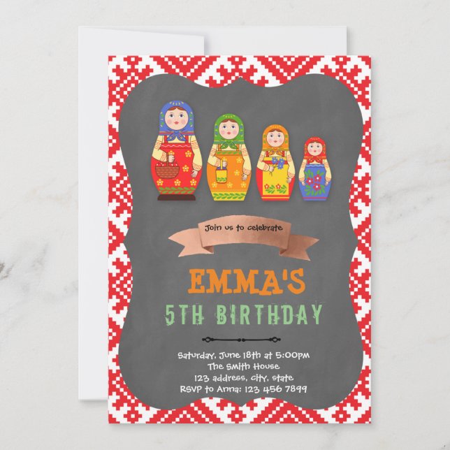 Matryoshka theme party Invitation (Front)