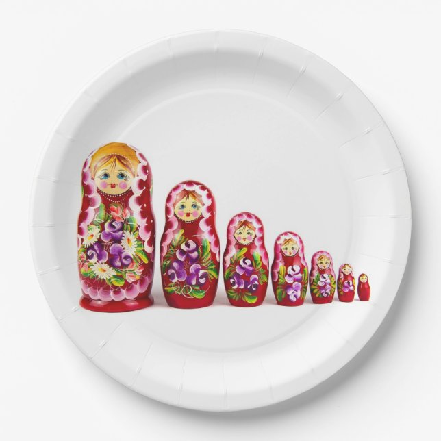 Matryoshka Wooden Culture Symbol - Russian Paper Plates (Front)